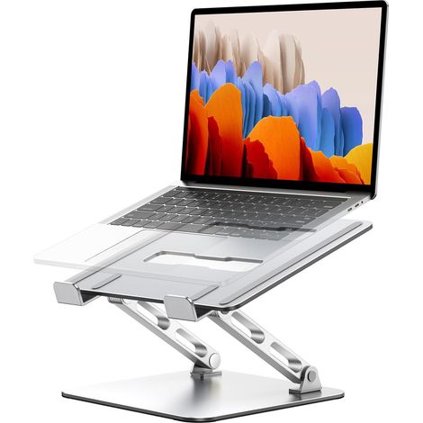 Support Ordinateur Portable Double Barres Réglables Durables, Ergonomique Support PC Portable Bureau Ventilé, Refroidisseur Laptop Stand Pliable Compatible avec MacBook Pro Tablette (10"-16") (1/5)