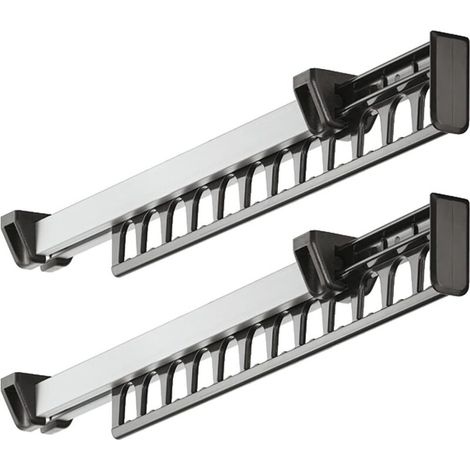 Lot de 2 312 mm Porte-vêtements Armoire Garde-Robe Extractible Coulissant pour Cintre Support Portemanteau for pour 12 Cintres Longueur