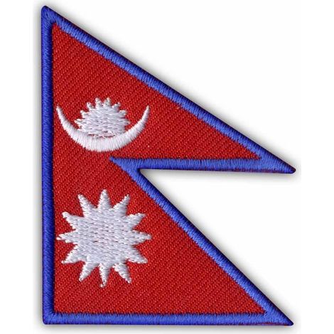 Aufnäher mit der Flagge Nepals – selbstklebende Rückseite – gestickter Aufnäher/Abzeichen/Emblem
