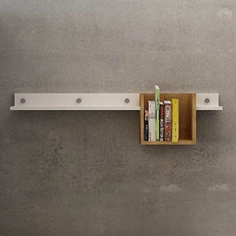 Étagère Porte-Livres, Porte-Objets et Porte-Cubes pour le Mur, le Salon, la Chambre à Coucher et le Bureau Blanc, Chêne Saphir en Panneau de Particules de Mélamine, 120 X 25 X 26cm (1/4)