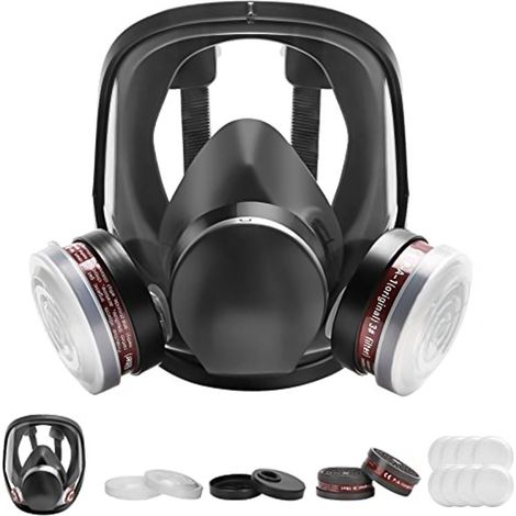 Masque respiratoire réutilisable complet pour le visage, masque à gaz, masque intégral avec filtre, masque industriel anti-poussière pour pulvérisation, ponçage, peinture, polissage (1/2)