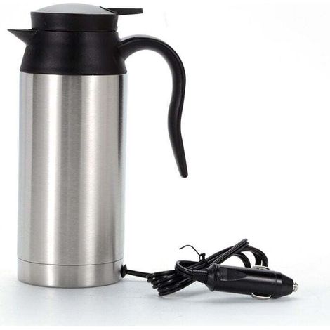 Bouilloire électrique de voyage 750 ml 12V – Acier inoxydable 304 sans BPA – Chauffage rapide en 25 min – Pour voiture avec tasse intégrée