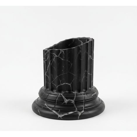 Pot de fleurs design noir en forme de colonne grecque pour plantes (1/3)