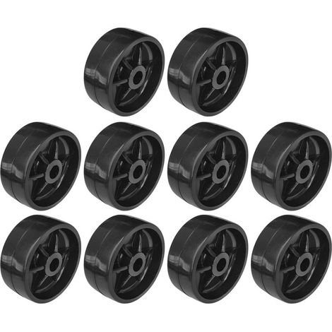 10 rotelle rigide in plastica nera da 38 mm per uso universale, ruote a puleggia per mobili, porte scorrevoli, cassetti, letti, armadi (1/2)