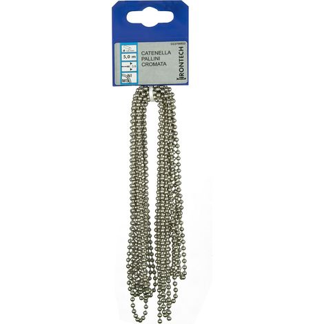 Catena a pallini pretagliata Ø 3,6 mm. in ottone cromato 5 mt.