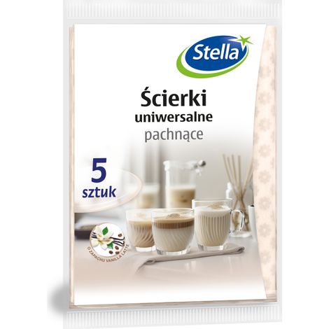 Panni da cucina universali Stella al profumo di vaniglia e latte, confezione da 5 pezzi.