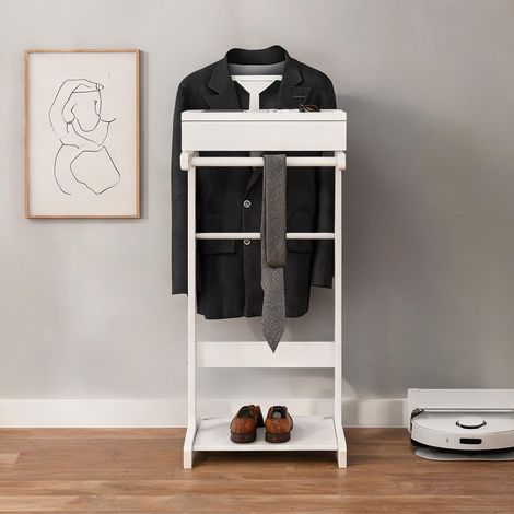 Portant vêtements blanc avec tiroir et rangement chaussures 110 (1/5)