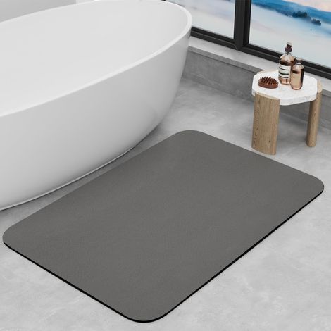 Tapis de Bain Antidérapant Absorbant,Séchage Rapide Absorbant Antidérapant Tapis Sortie de Douche pour Portes de Salle de Bain, Baignoire, Douche (Gris Foncé, 40x60cm)
