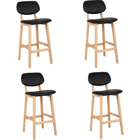 Woltu – Lot de 4 tabourets de bar – Cuir artificiel et bois massif – Hauteur 91,5 cm – Hauteur d'assise 65 cm – Charge max 120 kg (1/5)
