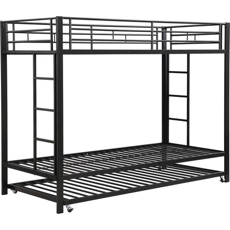 Litera metálica 90 x 200 cm negra con cama nido MODENUIT (1/5)