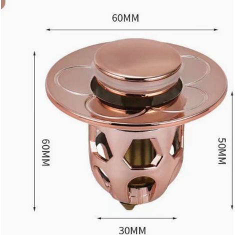 Stück Universal-Ablaufstopfen für Spülbecken mit Pop-Up-Funktion, inklusive Anti-Verstopfungsfilter, Badewannenstopfen, Roségold (1/4)