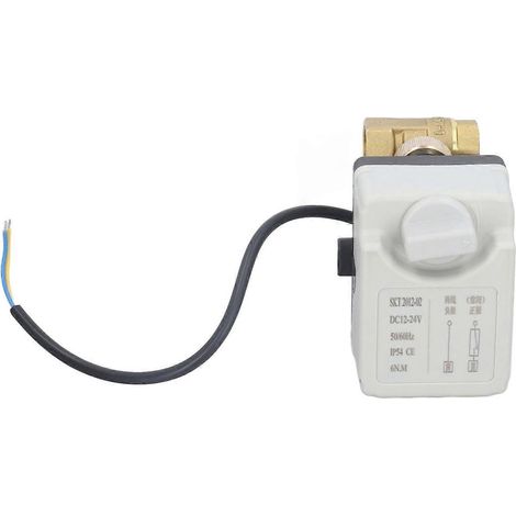 Vanne à bille motorisée, manuelle/automatique, 2 fils, 2 voies, normalement fermée, DN15, électrique, 12–24 V CC (1/4)