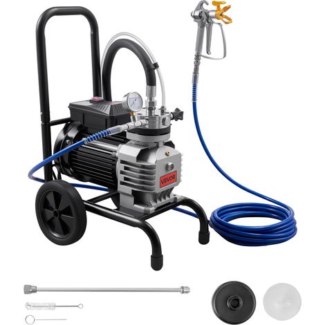 VEVOR Spruzzatore di Vernice Airless a Membrana 1800 W Spruzzatore di Vernice a Carrello Pressione max 22,75 Mpa Tubo Flessibile 10m, Macchina a Spruzzo per Verniciatura Flusso 3,0 L/min per Parete (1/5)