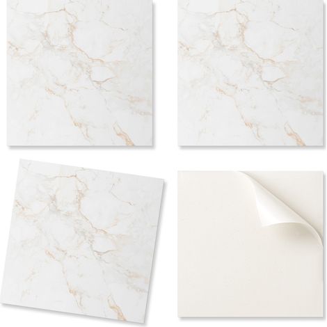 Azulejos de pared de vinilo autoadhesivos con elegante dise帽o de m谩rmol, 9x30x30 cm.