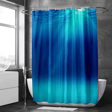 Rideau de douche motif coraux et poissons tropicaux colorés, tissu salle de bain imperméable, 90x180 cm (1/5)