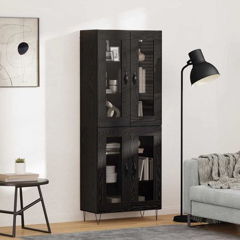 Highboard Schwarz Eichen-Optik 69,5 x 34 x 180 cm Holzwerkstoff