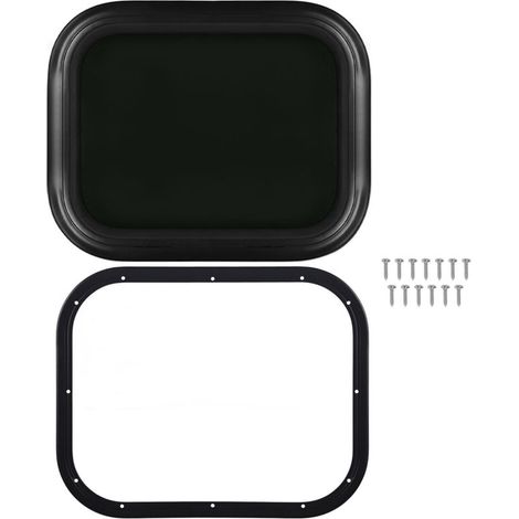 Fenêtre de Porte RV, Fenêtre Fixe RV Noire avec Anneau Fixe 450 X 300 Mm en Alliage en Aluminium Fenêtre de Remorque pour Campervan Caravan (Pour 48‑53 mm / 1,9‑2.1 pouce.