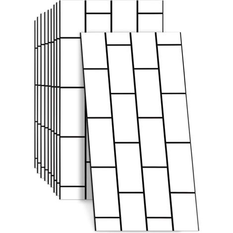 10 autocollants carreaux de marbre, carreaux muraux autoadhésifs de 60x30 cm, autocollants muraux brillants en PVC imperméables et résistants à l'huile pour la décoration de la cuisine, de la salle de (1/5)