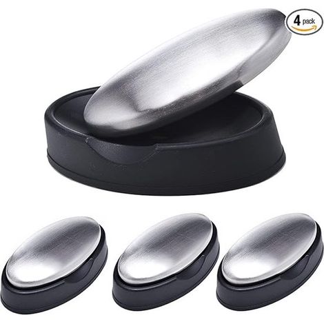 Saponetta in acciaio inox, 4 pezzi. Elimina gli odori persistenti. Elimina gli odori di aglio e cipolla. Sapone disinfettante. Elimina gli odori. Neutralizza gli odori. (1/5)