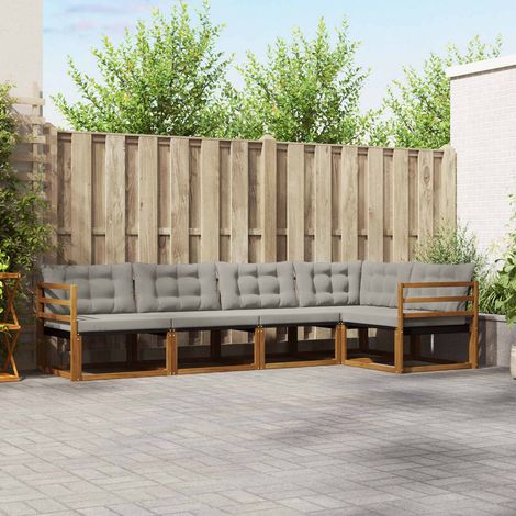 vidaXL  Outdoor Sofa Set  with Cushion 5 pcs Natural and Light Grey