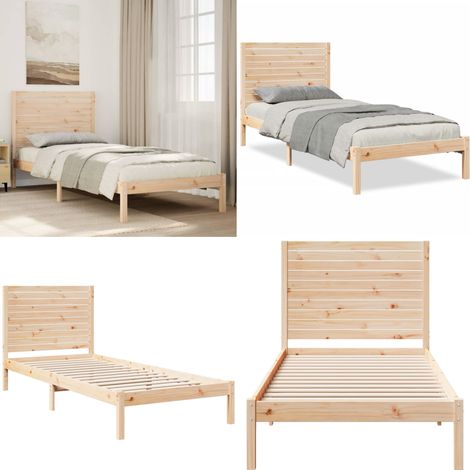 vidaXL Cadre de lit extra long sans matelas 90x210 cm bois massif (1/5)