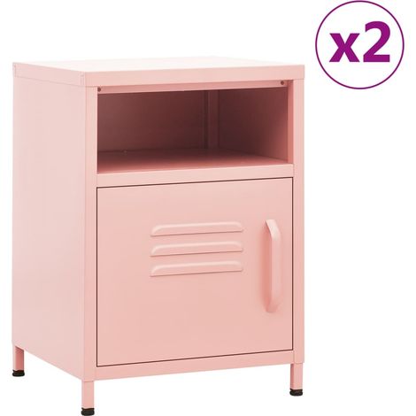 Nachttische 2 Stk. Rosa 35x35x51 cm Stahl (1/5)