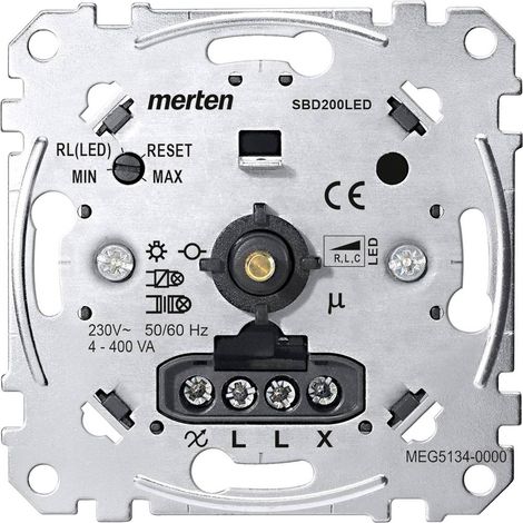 Merten MEG5134-0000 Variateur encastré Adapté pour ampoule: Ampoule électrique, Lampe halogène, Lampe LED aluminium C826641 (1/2)