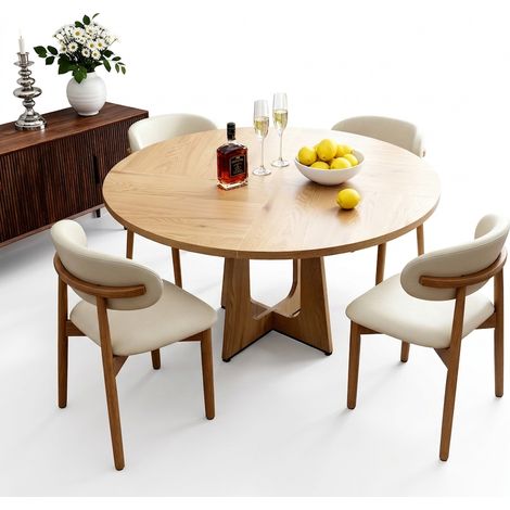 Ensemble table à manger ronde avec 2 chaises noires, diamètre 107 cm, double étagère, style industriel en MDF et métal (1/5)