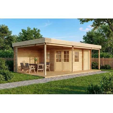 Chalet de jardin Johanna Plus Naturel , 40 mm Épaisseur paroi 718 x 420 cm (1/5)