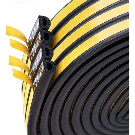 20 m Joint d'étanchéité autocollant en caoutchouc pour portes et fenêtres , Anti-collision,Bande d'isolation acoustique ,Noir (1/5)