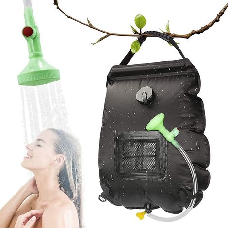 Sac de Douche de Camping 20L avec Thermomètre, Pommeau Interchangeable pour Extérieur, Plage et Jardin (1/5)