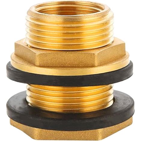 Boquilla doble G1/2" (Ø 20 mm) macho de latón, 4 piezas hexagonales G1/2"M/M, 2 racores de unión roscados M, racores de boquilla doble adecuados para tuberías de agua potable, barriles y agua de lluvi (1/5)