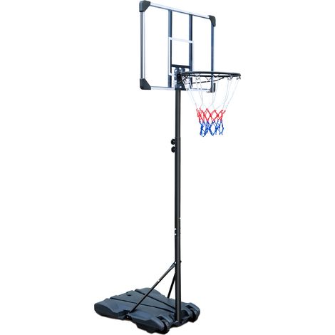Canestro da basket portatile regolabile in altezza con ruote, per interno ed esterno, nero (1/5)