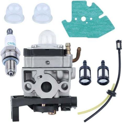 Carburatore per motore tosaerba Honda GX25 GX35 GX 25 35 HHT35 HHT35S FG110 con guarnizione del tubo, candela, kit filtro carburante e pezzi di ricambio.