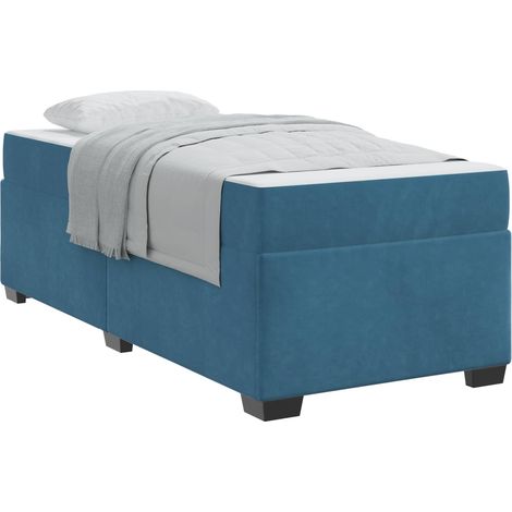 Lit simple  Lit adulte  Cadre de lit avec matelas Bleu 80 x 200 cm tissu