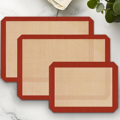Juego de tres piezas: tapete de silicona para hornear macarons, tapete de silicona resistente a altas temperaturas para bandejas de horno, tapete para hornear pan y tapete para hornear galletas y prof