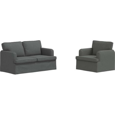 Ensemble de Canapés 2 pcs  Salon de jardin Gris foncé 144 x 80 x 85 cm tissu