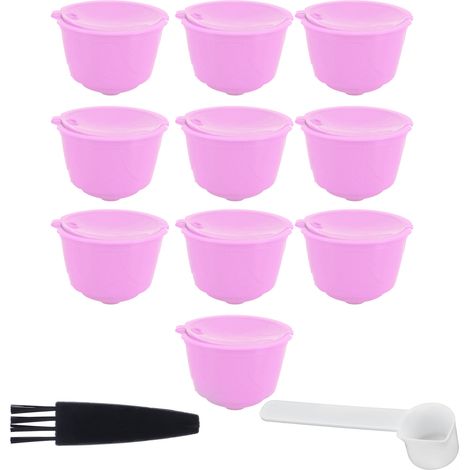 Ensemble de Capsules Réutilisables pour Machine à Café DOLCE GUSTO - 10 Capsules, 1 Cuillère, 1 Brosse (Violet) (1/5)