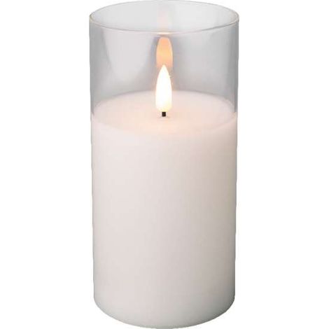 Candela a LED in vetro, decorativa, bianca, 15 cm (1/4)