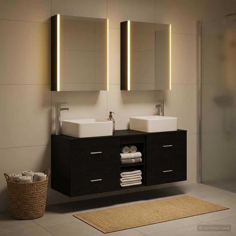 vidaXL Bathroom Furniture Set 5 pcs Black Oak (1/5)