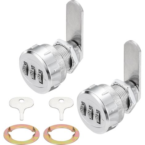 2PCS Serrure À Combinaison Pour Armoire 3/4 De Pouce Argent (1/5)