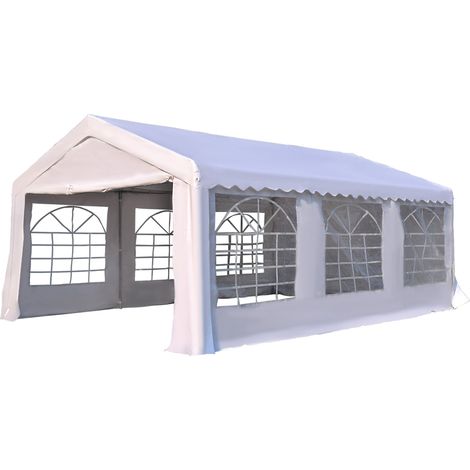 Homcom – Tente barnum de réception 6 x 4 m – Structure acier galvanisé – Bâches PE 180 g/m² imperméables – 2 portes zippées – 6 fenêtres lumineuses (1/5)