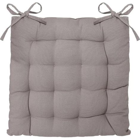 Assise de chaise matelassée coton 38 x 38 cm gris