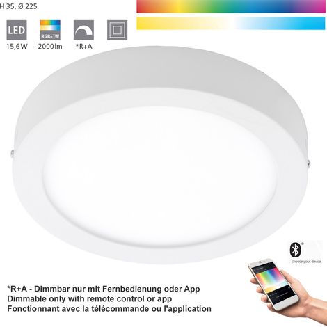 EGLO 33315 Spot LED en saillie Crosslink FUEVA-C blanc H : 4 cm Ø : 22,5 cm dimmable 2700-6500K avec fonction Connect (1/5)