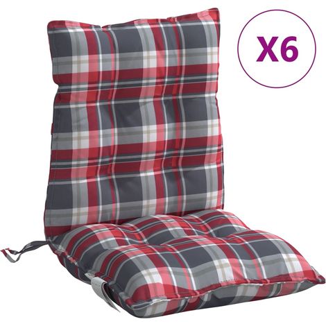 Coussins de chaise à dossier bas lot de 6 motif carreaux rouge (1/5)