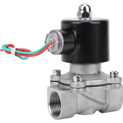 Électrovanne 3/4 pouce, acier inoxydable 304, normalement fermée, à action directe, convient au gaz, à l'eau et à l'huile, AC220V.