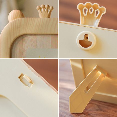 Niedlicher und kreativer 7-Zoll-Fotorahmen im Instagram-tauglichen Stil, perfekt für Tisch, Kinderzimmer, Wanddekoration, Büro, Cartoon-Fotorahmen, beigefarbener kronenförmiger Fotorahmen. (1/5)