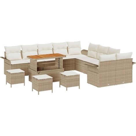 Maison Exclusive - Conjunto de sofá de jardín con cojín 14 pcs Be