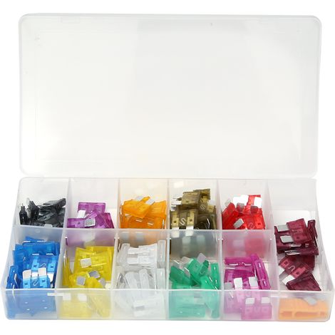 Kit d'assortiment de 140 fusibles à lames de taille moyenne pour voiture, intensité 2A à 40A.