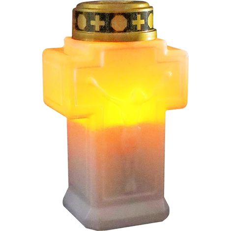Bougie Funéraire, Lampe Funéraire LED Rouge ou Blanc, Lampe à Bougie Solaire à LED avec Capteur Crépusculaire, Bougie Solaire Exterieur Cimetiere, Bougie Cimetiere Forme de Croix pour Cimetière (1/5)